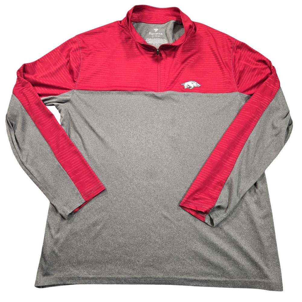 Arkansas Razorbacks Shirt Mens XL Gray NCAA Football Fanatics 1/4Zip Pullover